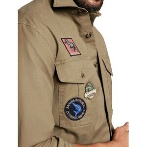 Banana Republic Scout Pocket Shirt Size Medium Mens Long Sleeve Khaki Canvas